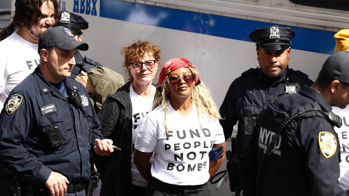 Susan Sarandon detained during protest in New York