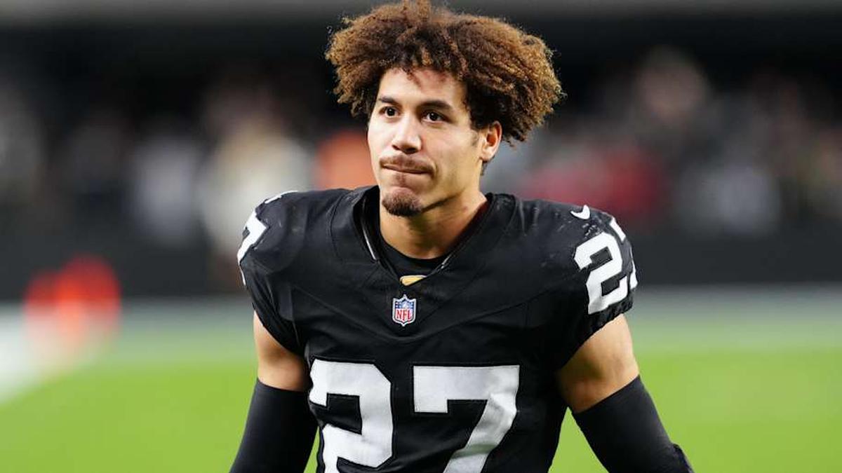  Dec 28, 2025; Paradise, Nevada, USA; Las Vegas Raiders safety Tristin McCollum (27) looks on after the game against the New York Giants at Allegiant Stadium. Mandatory Credit: Stephen R. Sylvanie-Imagn Images | Stephen R. Sylvanie-Imagn Images 