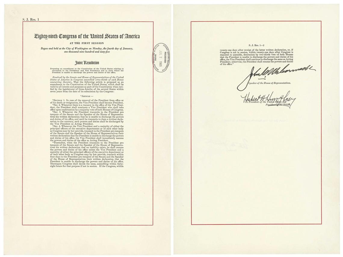  The 25th Amendment to the U.S. Constitution. National Archives via AP 
