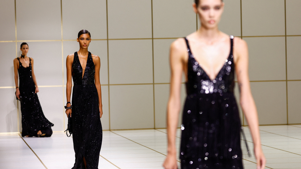 Armani unveils shimmering collection in pursuit of 'evolution' 