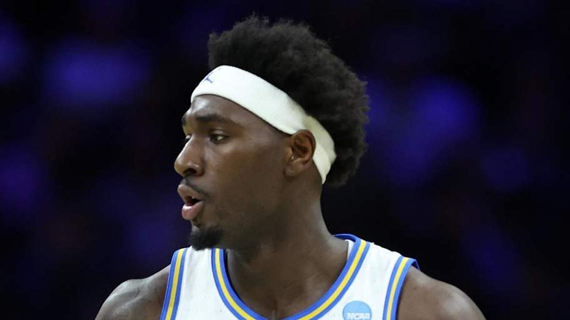  Mar 20, 2026; Philadelphia, PA, USA; UCLA Bruins forward Eric Dailey Jr. (3) reacts against the UCF Knights in the first half during a first round game of the men's 2026 NCAA Tournament at Xfinity Mobile Arena. Mandatory Credit: Bill Streicher-Imagn Images | Bill Streicher-Imagn Images 