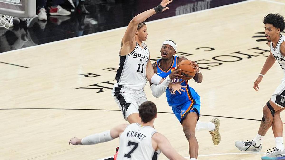  Shai Gilgeous-Alexander didn't get anything easy against the Spurs defense on Sunday. | Daniel Dunn-Imagn Images 