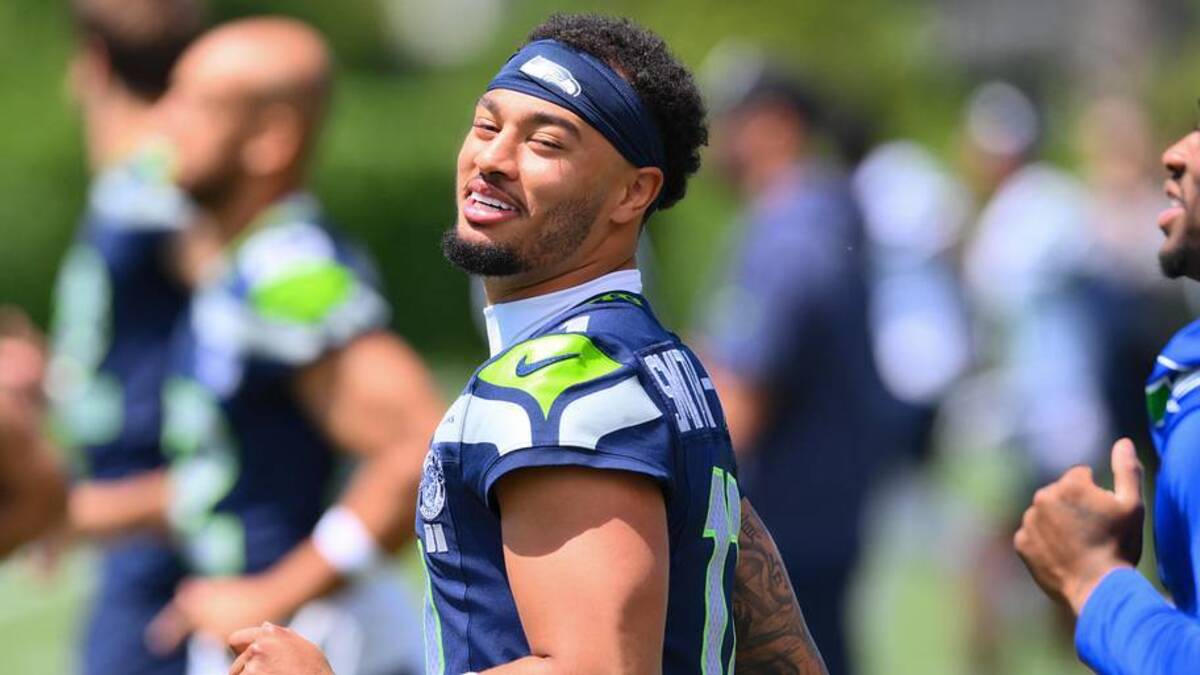  Jun 9, 2026; Renton, WA, USA; Seattle Seahawks wide receiver Jaxon Smith-Njigba (11) during minicamp at Virginia Mason Athletic Center. Mandatory Credit: Steven Bisig-Imagn Images | Steven Bisig-Imagn Images 