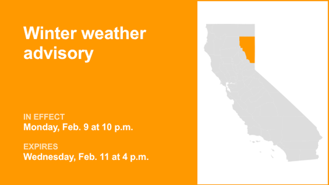 Winter weather advisory issued for Lassen-Eastern Plumas-Eastern Sierra counties 