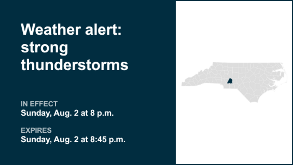 Weather alert affecting Stanly County Sunday evening - gusts up to 50 mph 