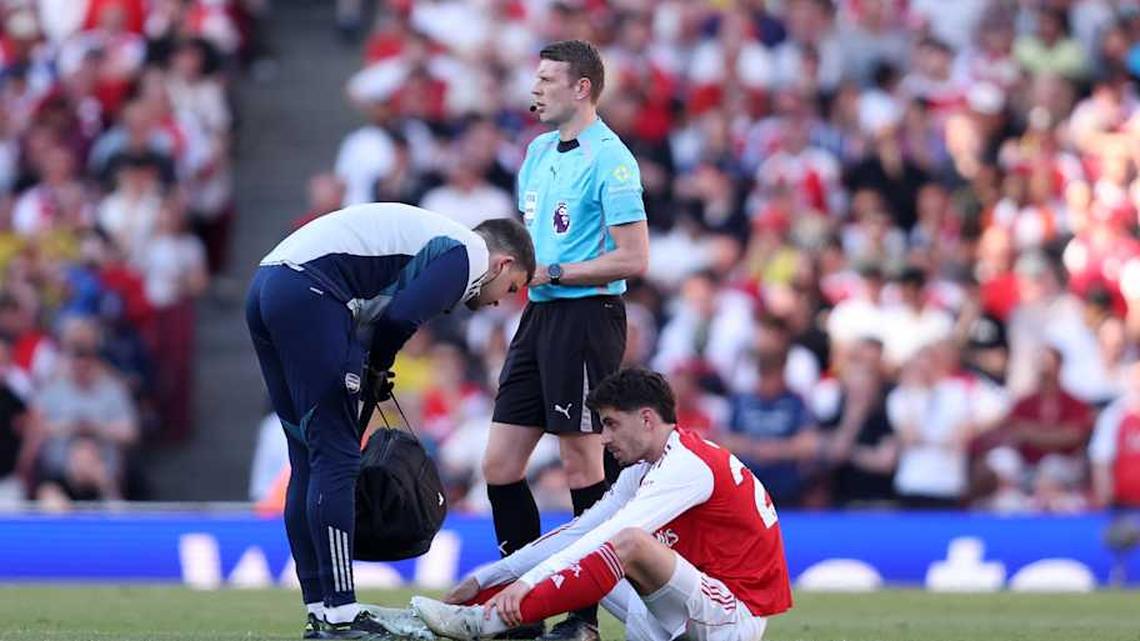  Kai Havertz got the assist for Arsenal's opener before he was forced off against Newcastle. | Izzy Poles-AMA/Getty Images 