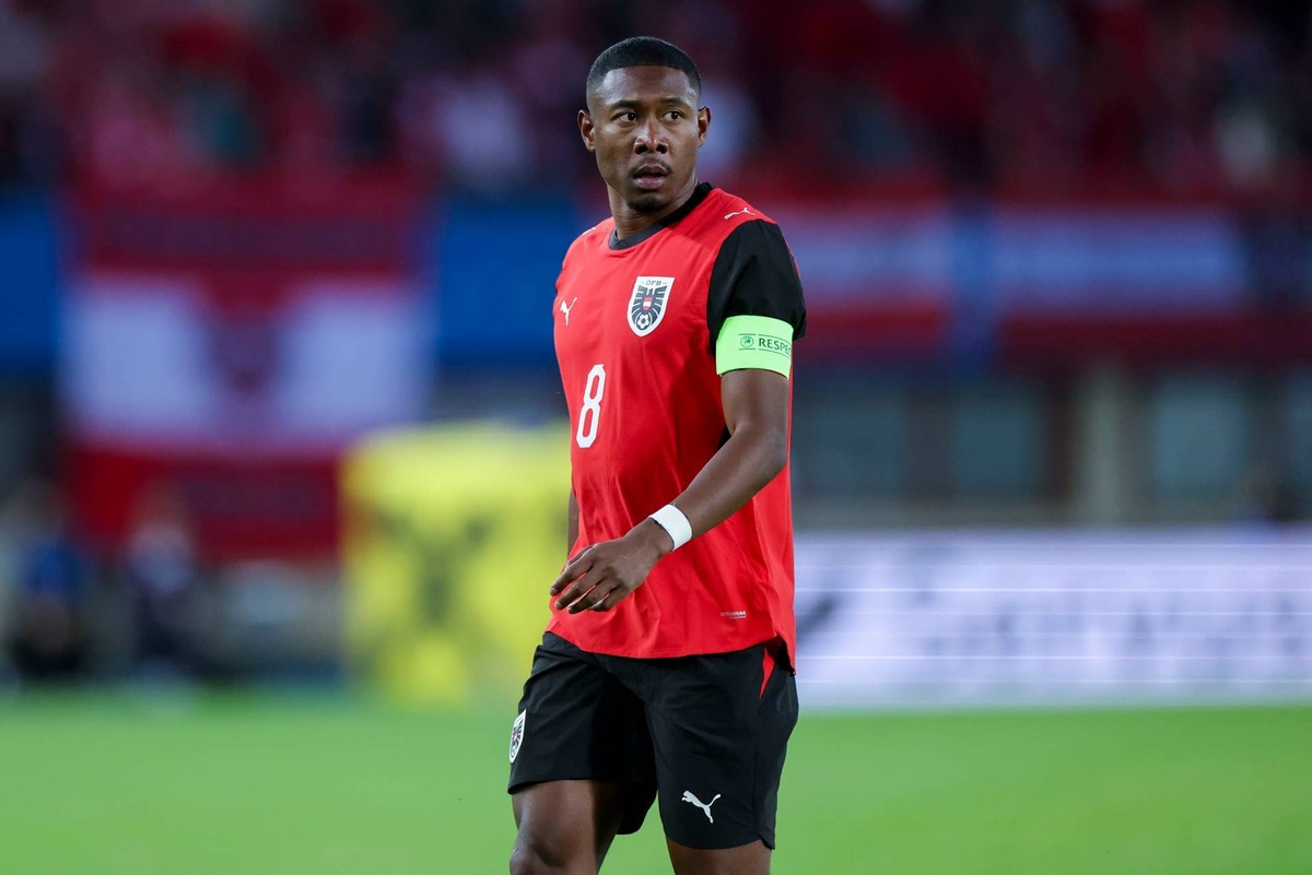  David Alaba during the international friendly match between Austria and Tunisia. Photo by Marco Steinbrenner/DeFodi Images/DeFodi via Getty Images