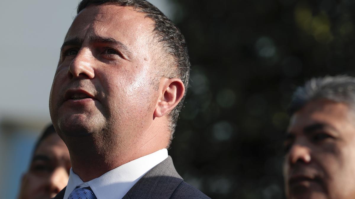 Rep. Darren Soto, D-Fla., speaks alongside members of the Congressional Hispanic Caucus outside of the West Wing in 2022, in Washington, D.C. (Anna Moneymaker/Getty Images/TNS)