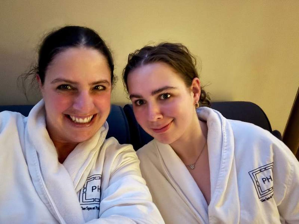  Mother and daughter looking relaxed and refreshed after spa treatments at the Spa at Palmer House, the perfect end to our trip and long days of volleyball. Photo credit: Emily Molina 