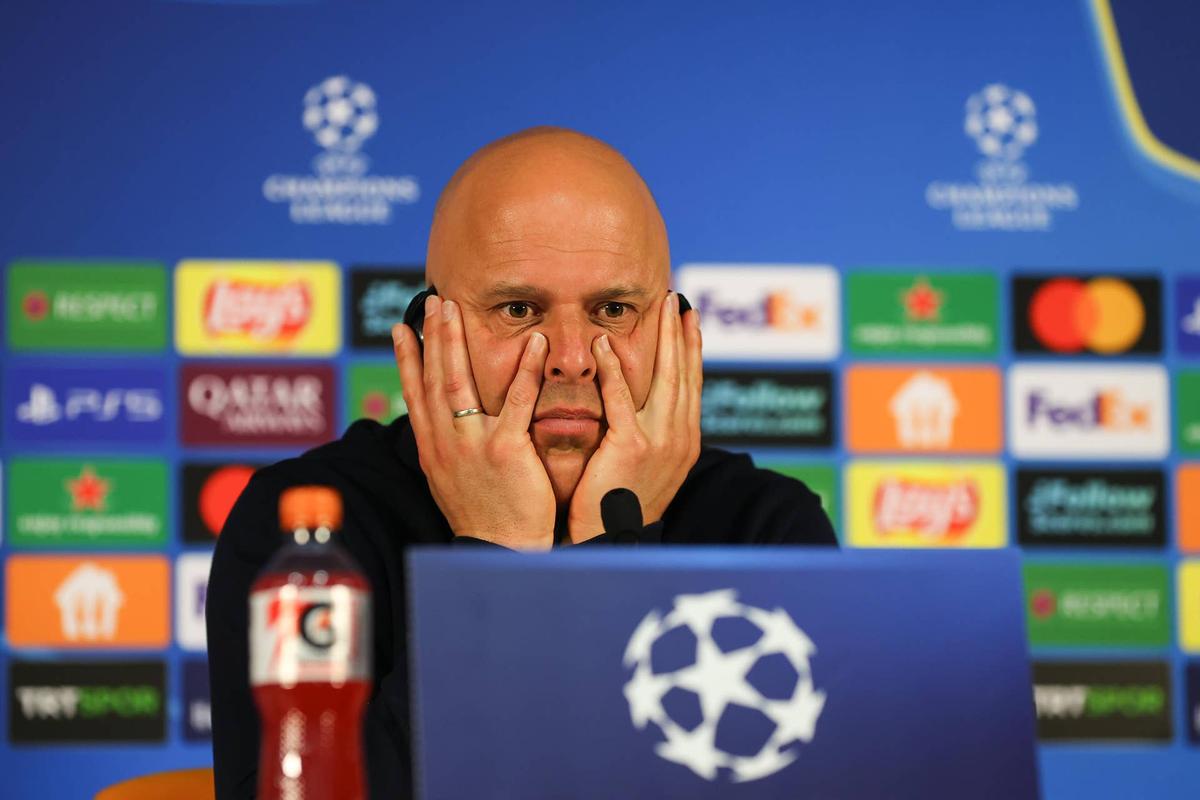  Liverpool head coach Arne Slot speaks during a press conference after the UEFA Champions League round of 16 play-off first leg match between Galatasaray and Liverpool. Cem Tekkesinoglu/Anadolu via Getty Images