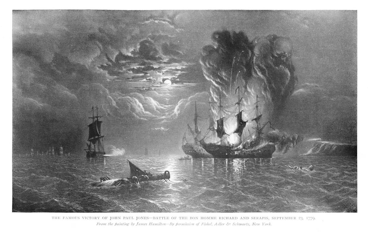  An American navy ship defeats a British navy ship, 1779. Christine Kohler/iStock via Getty Images Plus 
