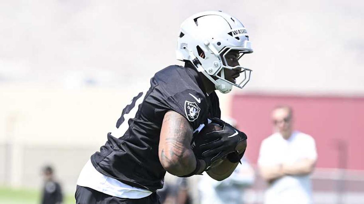  May 2, 2026; Henderson, NV, USA; Las Vegas Raiders running back Mike Washington Jr. (30) runs through a drill during a Rookie Minicamp at Intermountain Health Performance Center. Mandatory Credit: Candice Ward-Imagn Images | Candice Ward-Imagn Images 
