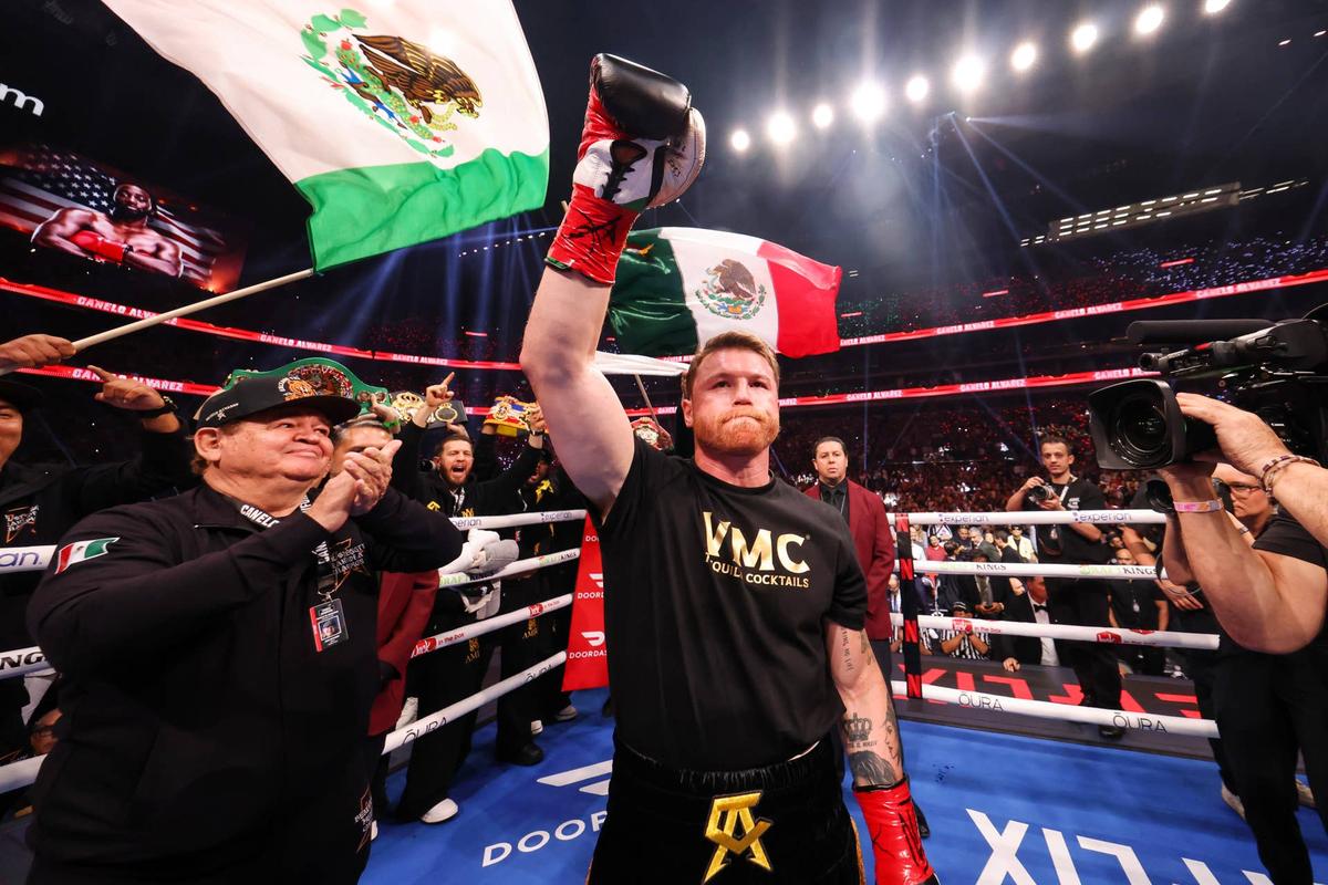  Canelo Alvarez during the Undisputed and Ring Magazine Super Middleweight Championship against Terence Crawford. Ed Mulholland/TKO Worldwide LLC via Getty Images