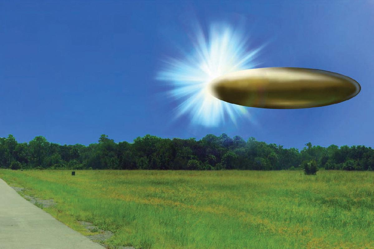 A handout composite sketch depicts eyewitness reports in September 2023 of ellipsoid metallic object as part of a series of documents of unidentified aerial phenomenon (UAP) released by the U.S. Defense Department on May 8, 2026. Department of Defense/Handout via REUTERS