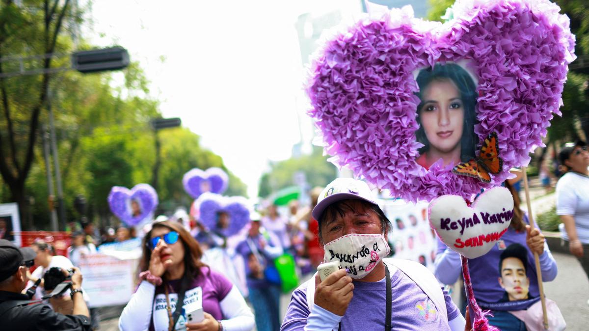 Collectives and families of the disappeared march on Mother's day asking for support in their fight against impunity in Mexico ahead of the 2026 FIFA World Cup, in Mexico City, Mexico May 10, 2026. REUTERS/Raquel Cunha
