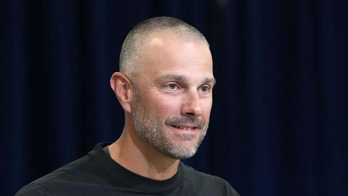  Feb 24, 2026; Indianapolis, IN, USA; Las Vegas Raiders general manager John Spytek speaks at the NFL Scouting Combine at the Indiana Convention Center. Mandatory Credit: Kirby Lee-Imagn Images | Kirby Lee-Imagn Images 
