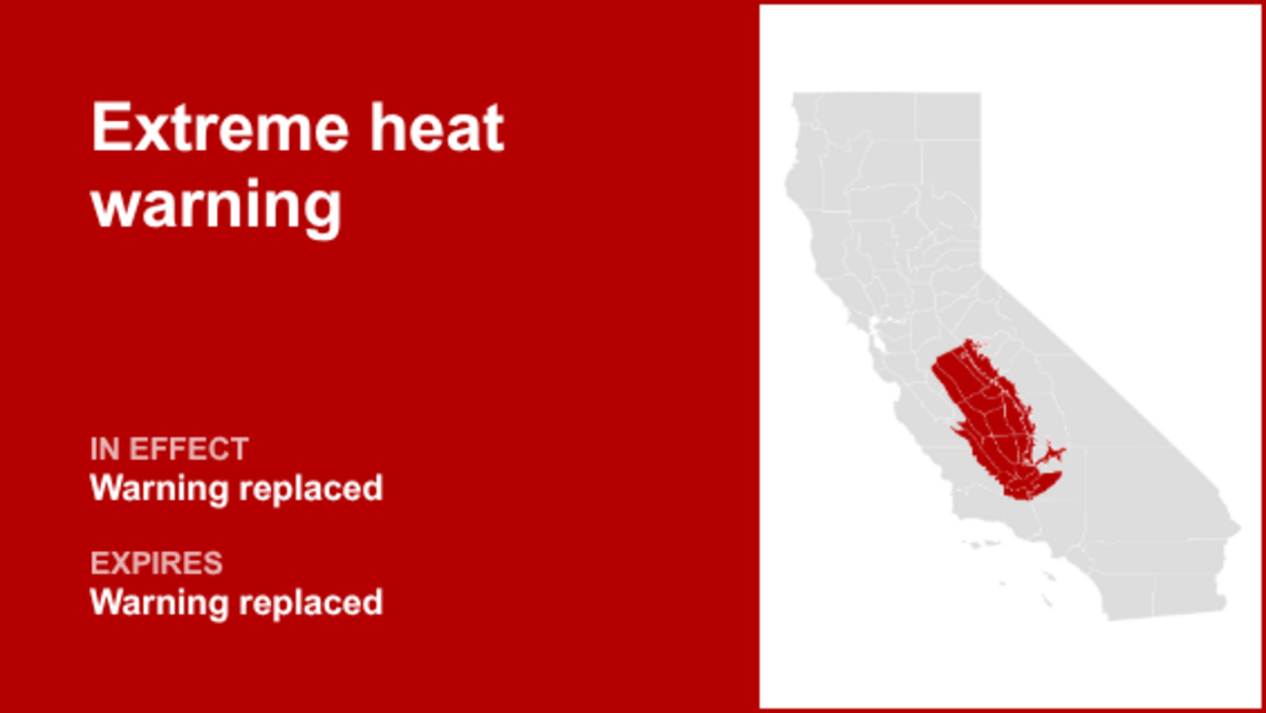 UPDATE: Extreme heat warning affecting Central California Monday evening 