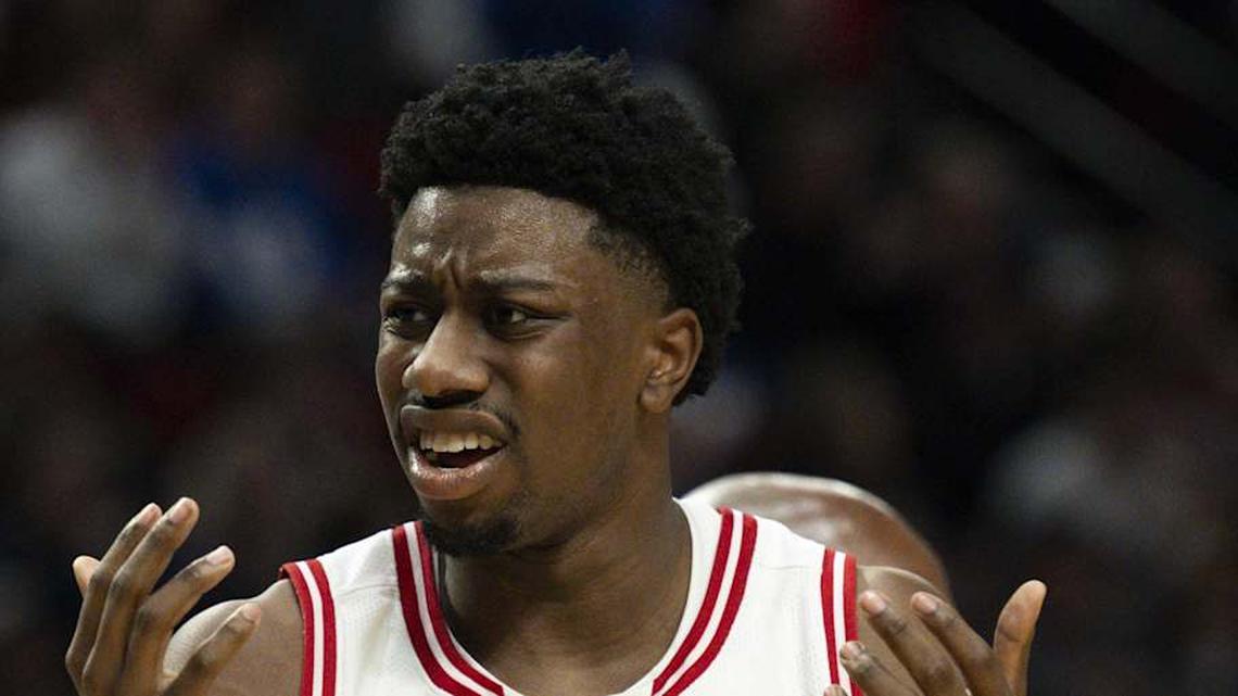  Mar 19, 2026; Portland, OR, USA; Wisconsin Badgers guard Braeden Carrington (0) and guard John Blackwell (25) react during the second half of a first round game of the men's 2026 NCAA Tournament against the High Point Panthers at Moda Center. Mandatory Credit: Troy Wayrynen-Imagn Images | Troy Wayrynen-Imagn Images 