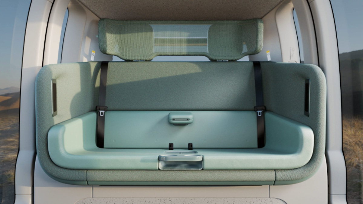 The cabin of a Zoox autonomous vehicle.