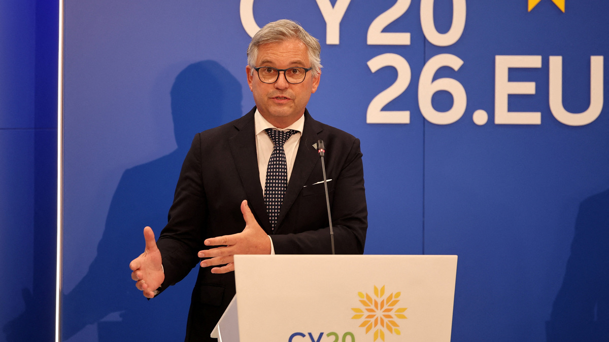European Union's Commissioner for Migration Magnus Brunner talks at a press conference during an informal Ministerial Conference on the EU Pact on Migration and Asylum in Nicosia, Cyprus, June 12, 2026. REUTERS/Yiannis Kourtoglou