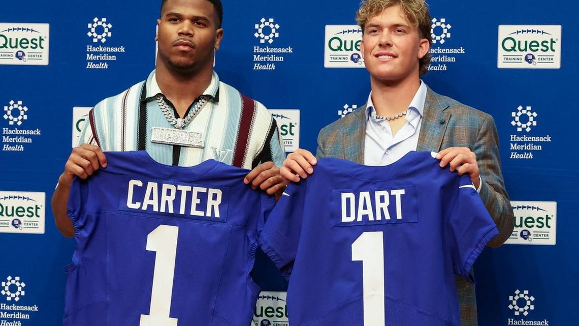 Giants' Abdul Carter: 'No beef' with Jaxson Dart over President Trump intro 
