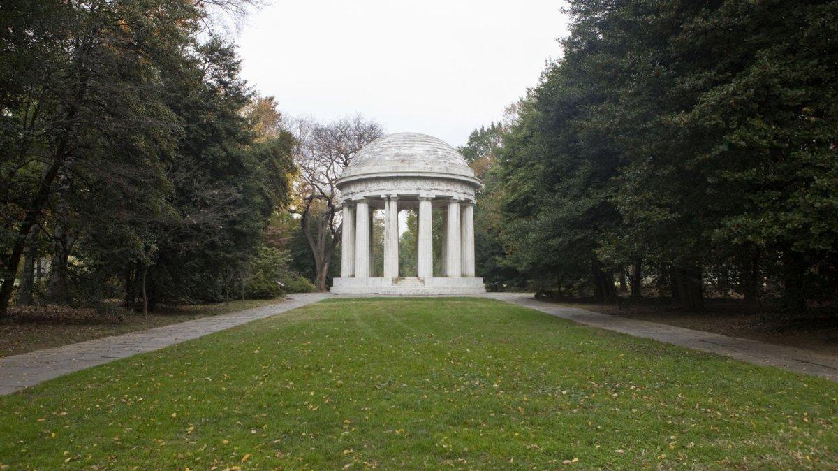 The DC War Memorial, which honors District residents who died in World War I, sits on the National Mall. On May 18, 1917, President Wilson signed the Selective Service Act of 1917 by which the United States raised an army for service in Europe during World War I. File Photo by Madeline Marshall/UPI