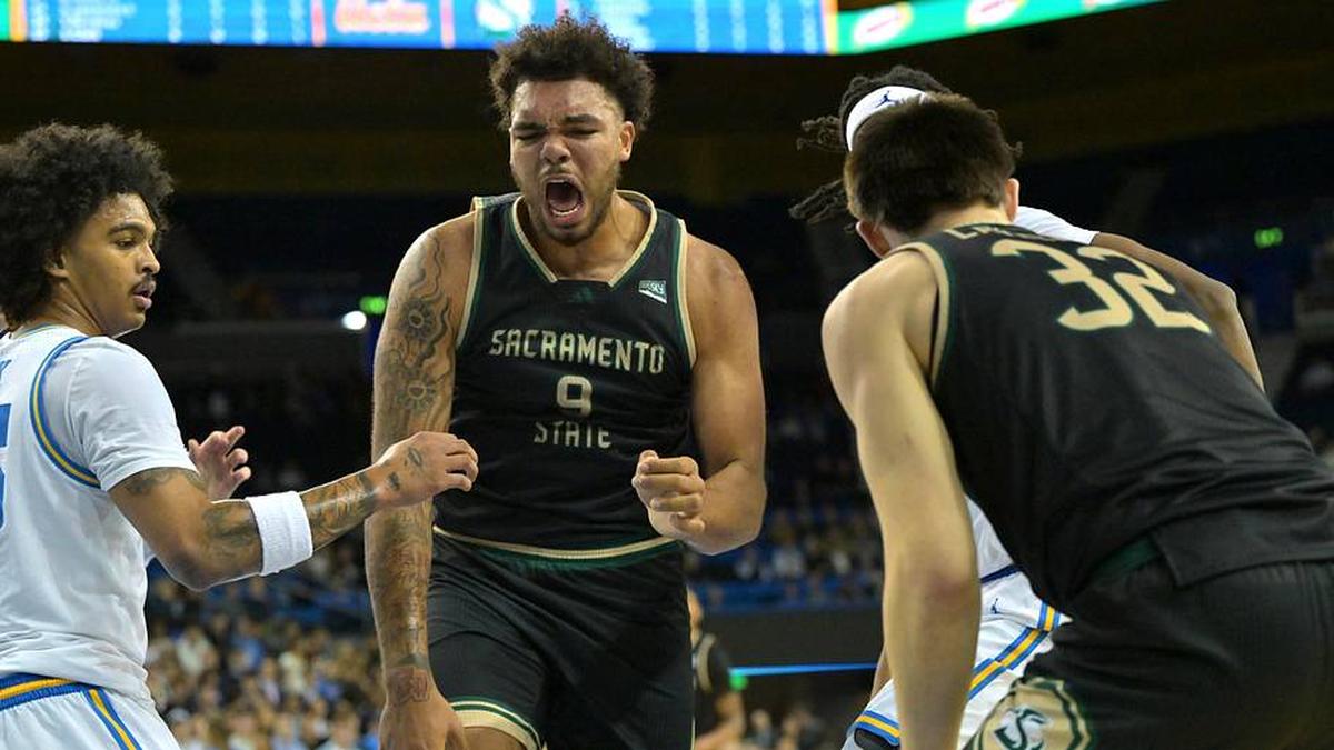  Nov 18, 2025; Los Angeles, California, USA; Sacramento State Hornets forward Jeremiah Cherry (9). | Jayne Kamin-Oncea-Imagn Images 