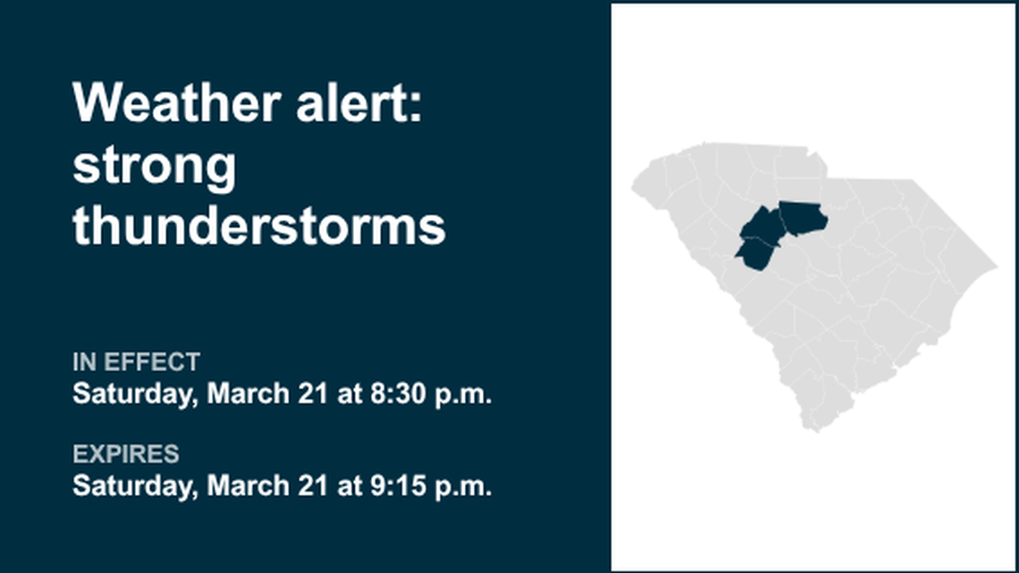 Weather alert affecting Midlands Saturday night, says the NWS 