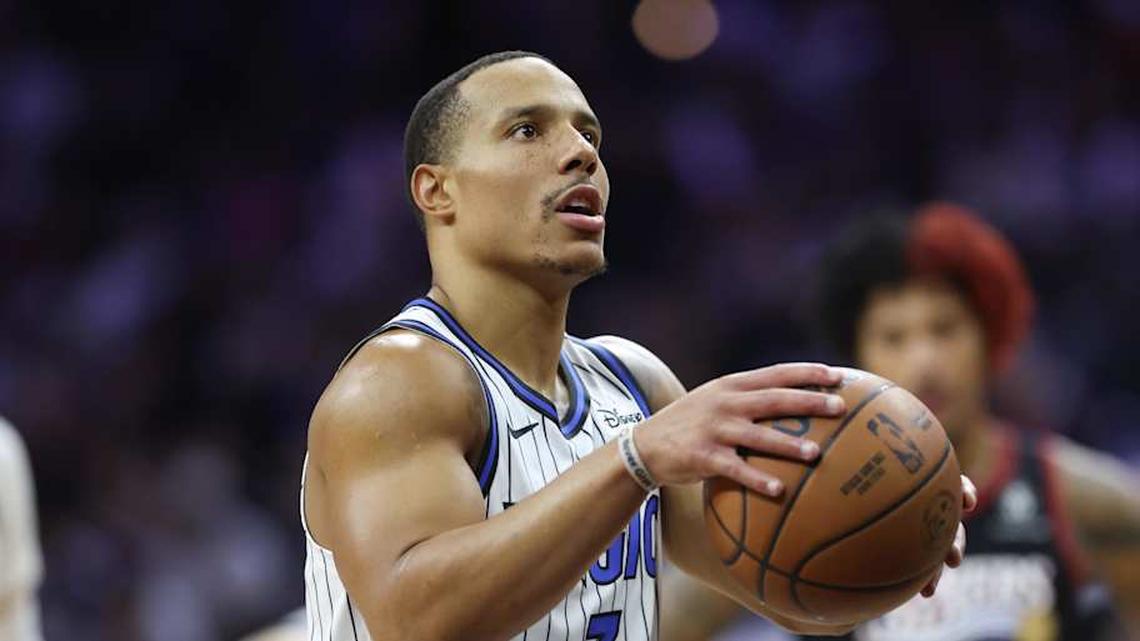  Apr 15, 2026; Philadelphia, Pennsylvania, USA; Orlando Magic guard Desmond Bane (3) shoots a foul shot against the Philadelphia 76ers during the second quarter of a play-in round of the 2026 NBA Playoffs at Xfinity Mobile Arena. | Bill Streicher-Imagn Images 