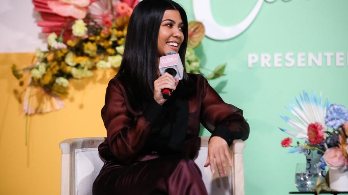 SAN FRANCISCO, CALIFORNIA - SEPTEMBER 21: CEO and founder of Poosh, Kourtney Kardashian speaks onstage the Create & Cultivate Conference at SVN West on September 21, 2019 in San Francisco, California. (Photo by Kelly Sullivan/Getty Images)
