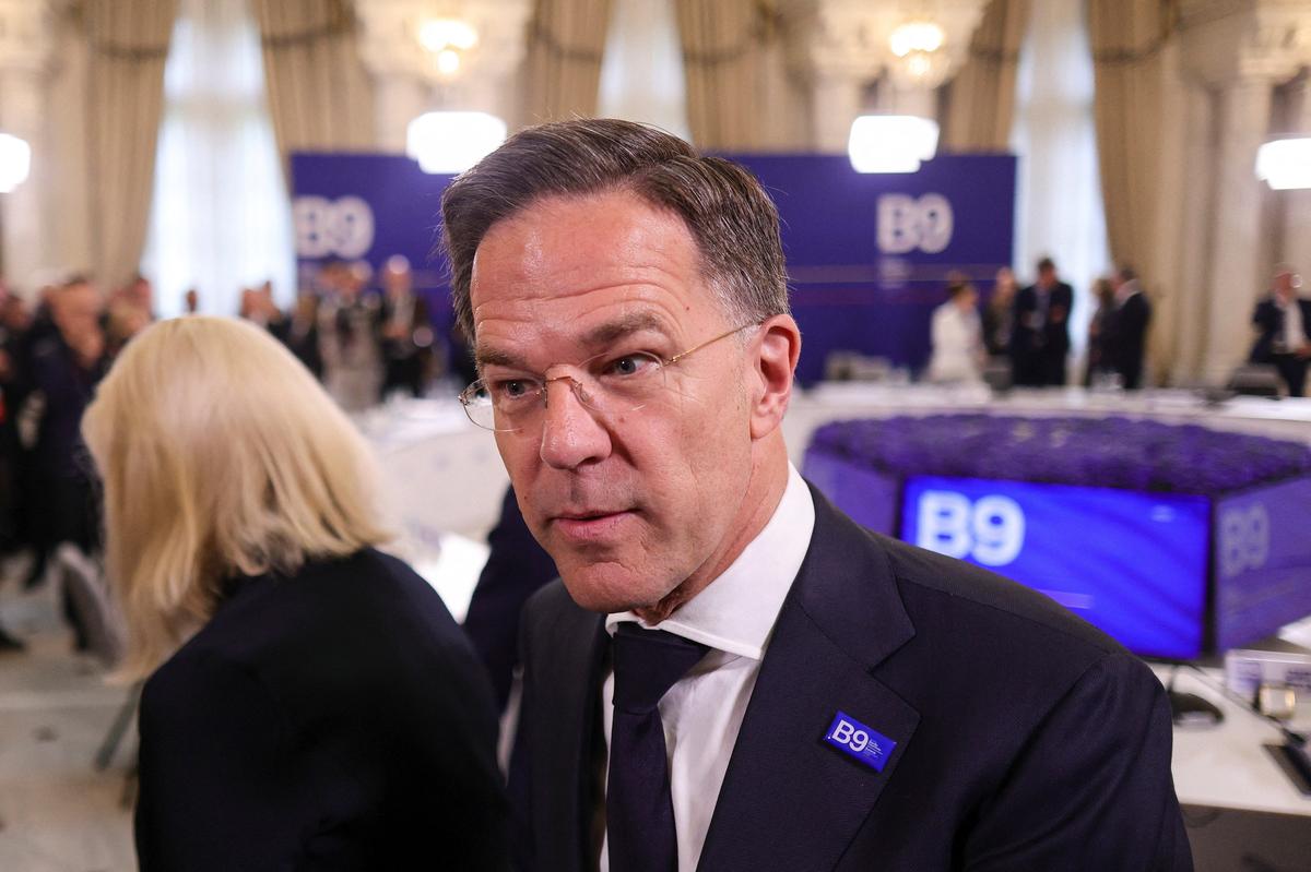 NATO Secretary General Mark Rutte attends the B9 summit in Bucharest, Romania, May 13, 2026. Inquam Photos/Octav Ganea via REUTERS ATTENTION EDITORS - THIS IMAGE WAS PROVIDED BY A THIRD PARTY. ROMANIA OUT. NO COMMERCIAL OR EDITORIAL SALES IN ROMANIA