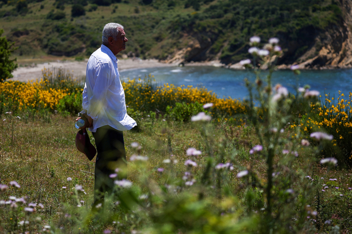 Kostaq Konomi who claims to be one of the owners of the land where a luxury resort is planned by a company linked to Donald Trump's son-in-law, Jared Kushner, looks on at the bay of the Vjosa-Narta Protected Area, in Zvernec near Vlora, Albania, June 10, 2026. REUTERS/Florion Goga