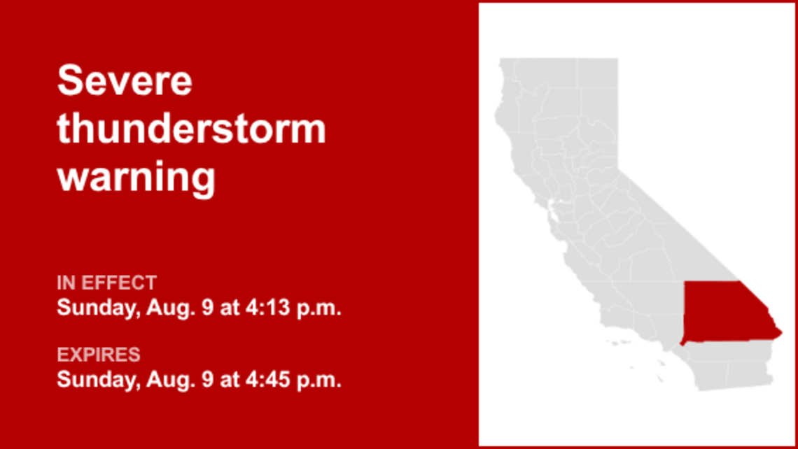 UPDATE: The current severe thunderstorm warning will be expiring at 4:45 p.m. 