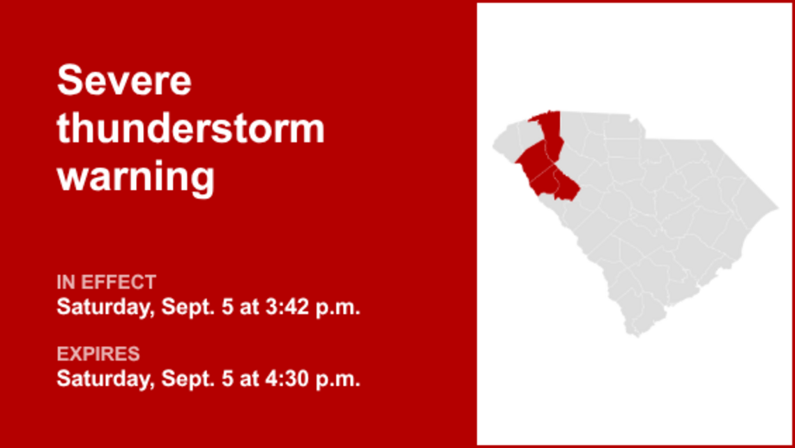 UPDATE: The current severe thunderstorm warning will be expiring at 5 p.m. 
