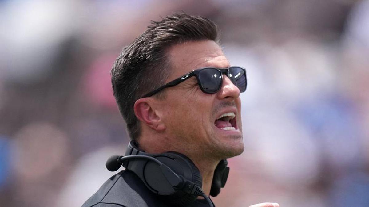  May 2, 2026; Pasadena, CA, USA; UCLA Bruins coach Bob Chesney reacts during the spring game at Rose Bowl. Mandatory Credit: Kirby Lee-Imagn Images | Kirby Lee-Imagn Images 