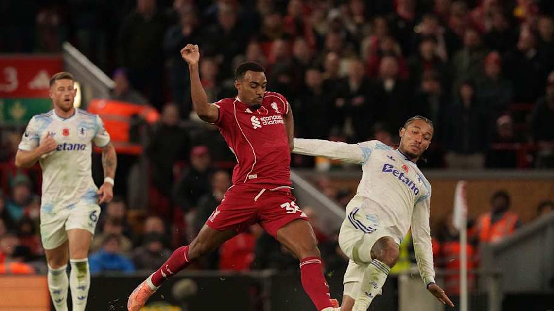  Liverpool and Aston Villa are in the fight for Champions League qualification. | Steven Halliwell/MI News/NurPhoto/Getty Images 