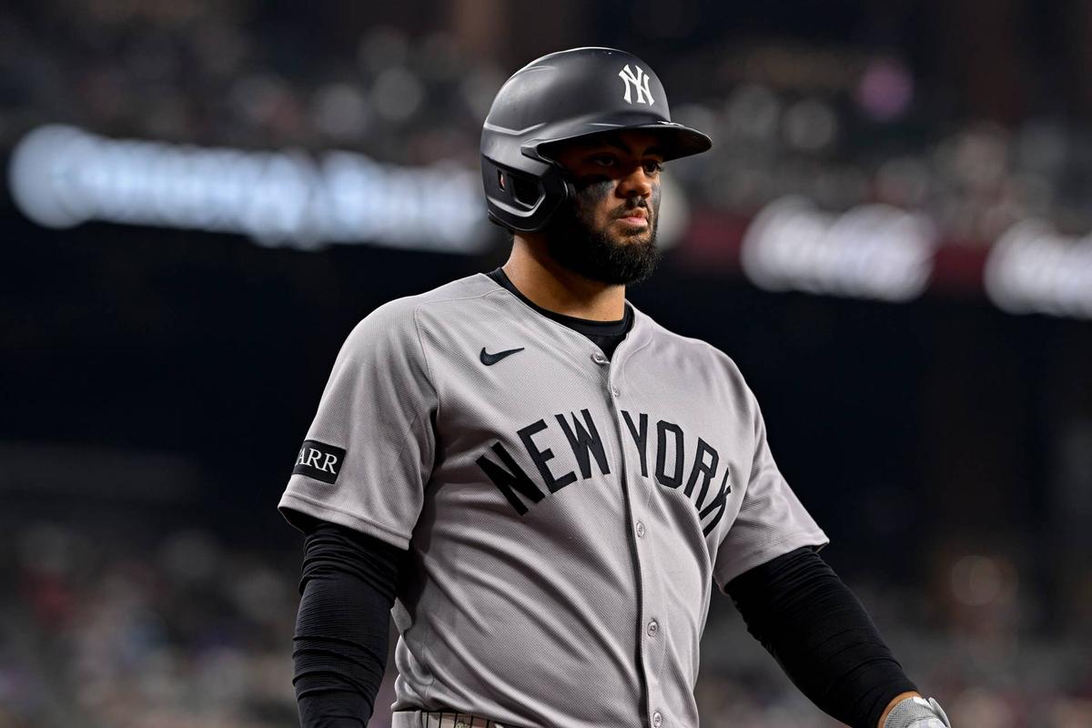  New York Yankees left fielder Jasson Dominguez (24) © Jerome Miron-Imagn Images