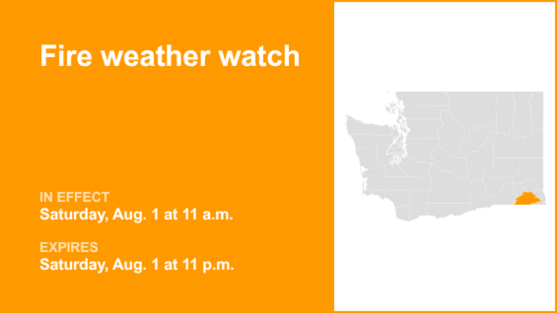 Fire weather watch active for Blue Mountains of Washington Saturday, says the NWS 
