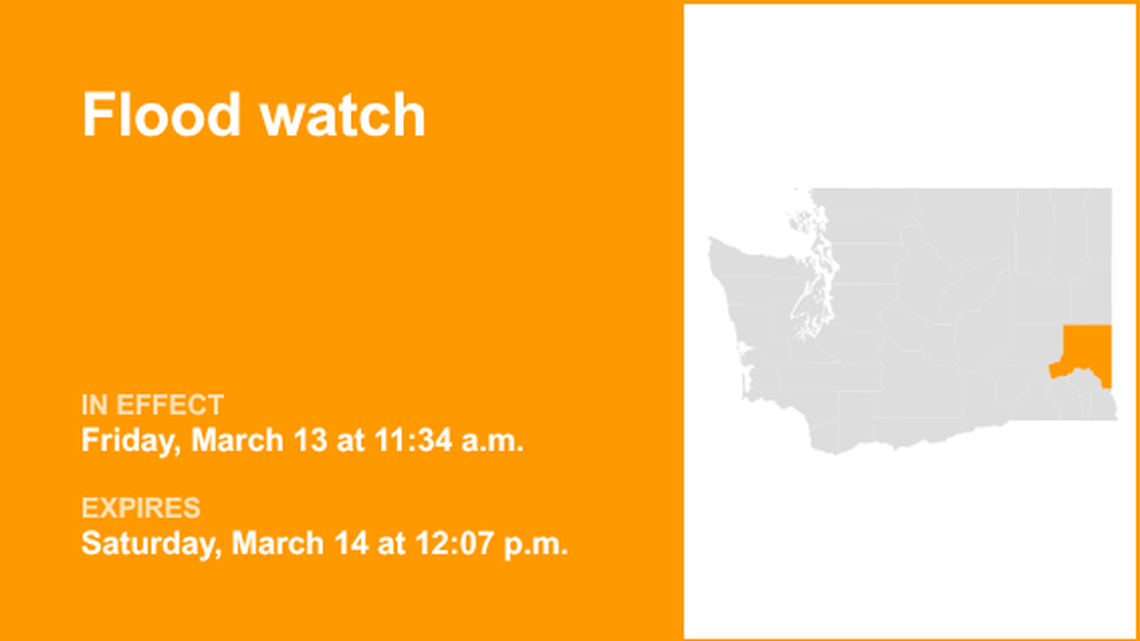 Flood watch in place for Whitman County for Friday and Saturday 