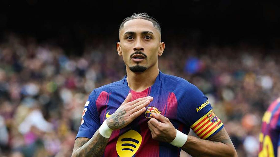  It is now crucial for Barcelona to recover Raphinha for the run-in. | Lluis Gene/AFP/Getty Images 