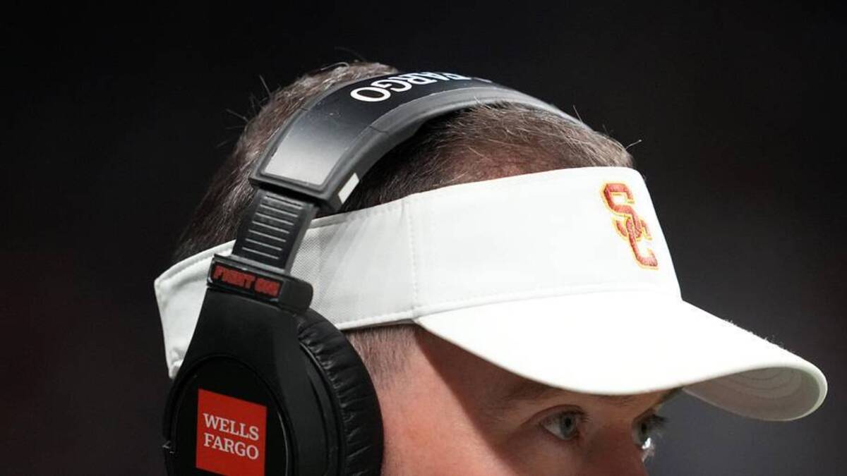  Dec 30, 2025; San Antonio, TX, USA; Southern California Trojans head coach Lincoln Riley watches in the first half against the TCU Horned Frogs during the Alamo Bowl at Alamodome. | Kirby Lee-Imagn Images 