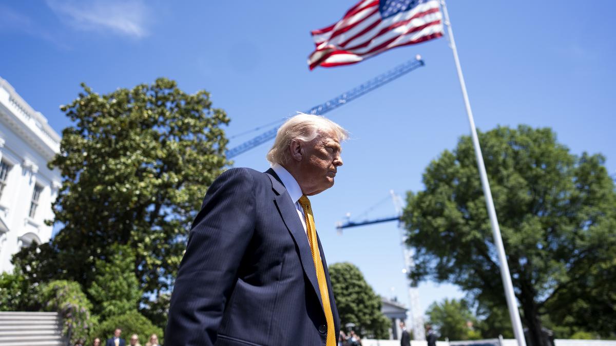 President Donald Trump departs after speaking to reporters before boarding Marine One outside of the White House in Washington, on Tuesday, May 12, 2026. Asked whether Americans' financial situation was motivating him to make a deal with Iran, Trump said bluntly, "Not even a little bit." (Doug Mills/The New York Times)