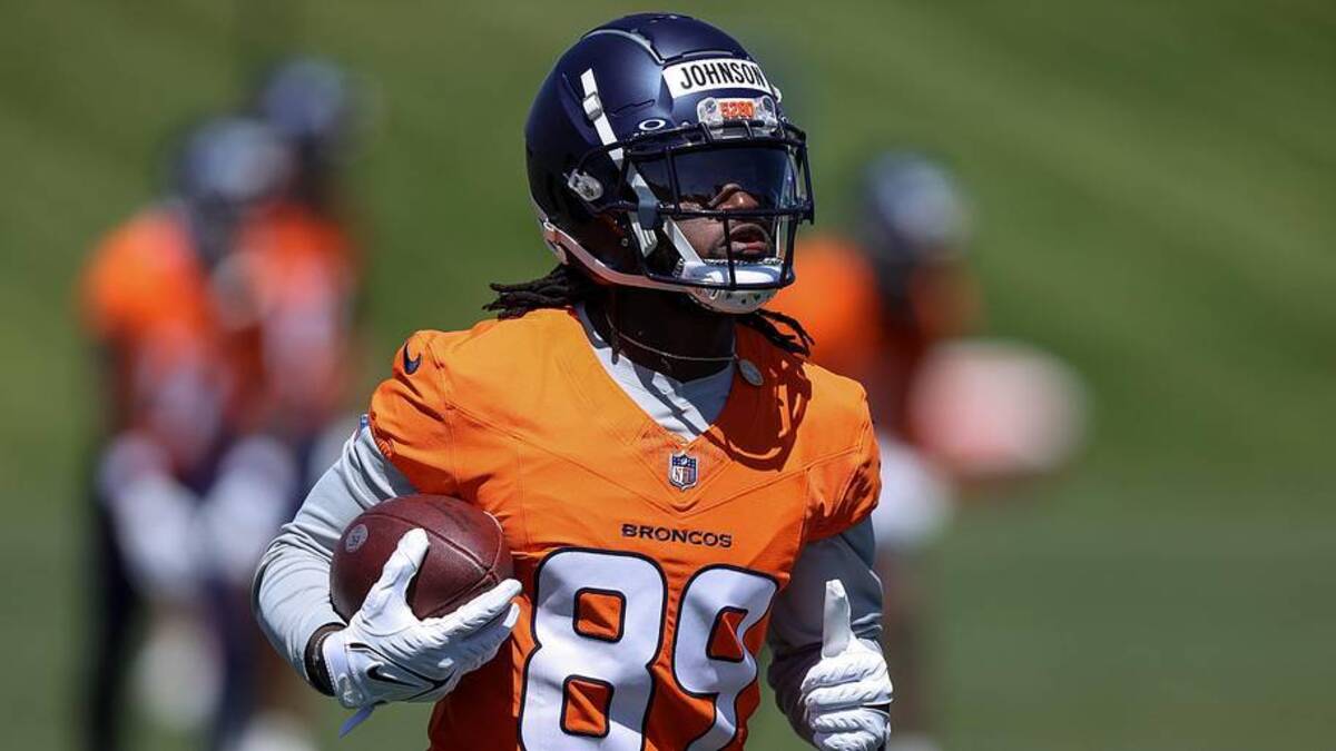  May 23, 2024; Englewood, CO, USA; Denver Broncos wide receiver Brandon Johnson (89) during organized team activities at Centura Health Training Center. Mandatory Credit: Isaiah J. Downing-Imagn Images | Isaiah J. Downing-Imagn Images 