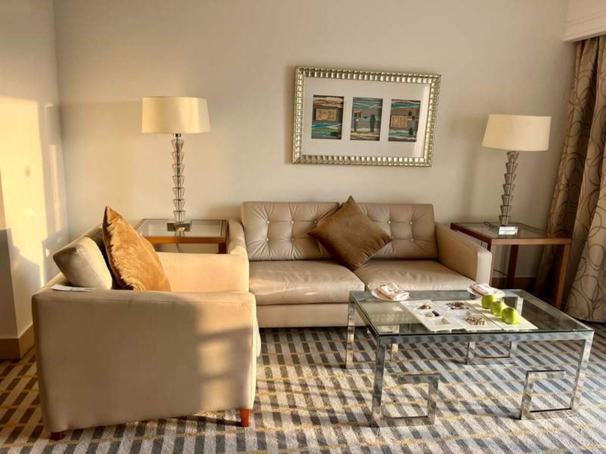  The modern interior of my Deluxe Pyramids View room at the Steigenberger Pyramids Hotel. Photo credit: Lauren Salisbury 