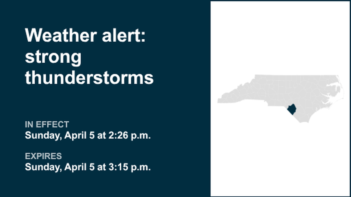 Thunderstorms with pea-sized hail in Robeson County Sunday, says the NWS 