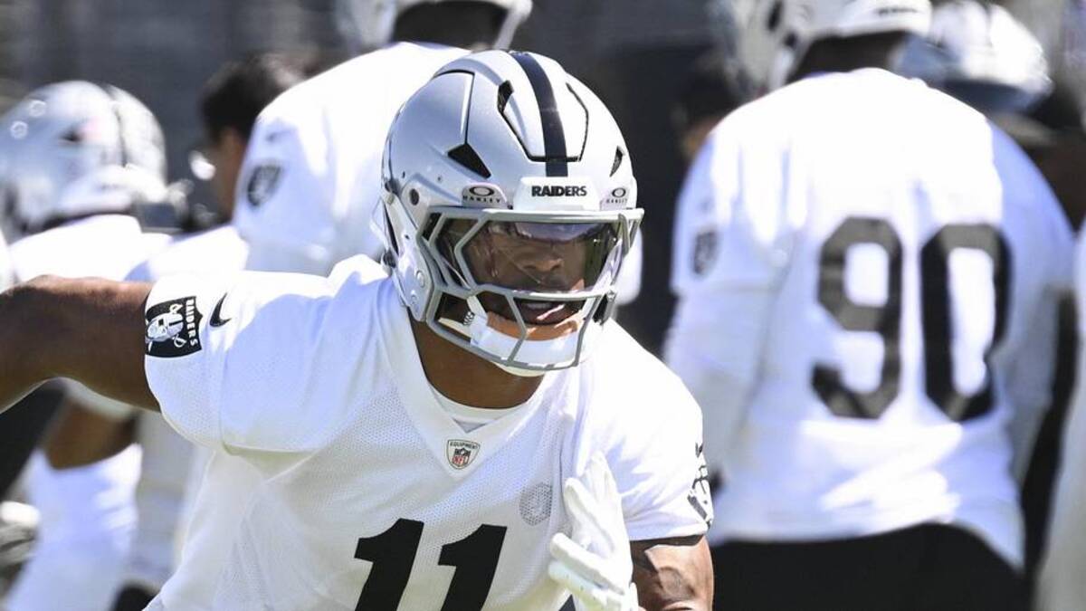  May 28, 2026; Henderson, NV, USA; Las Vegas Raiders safety Jeremy Chinn (11) runs a drill during organized team activities at Intermountain Health Performance Center. Mandatory Credit: Candice Ward-Imagn Images | Candice Ward-Imagn Images 