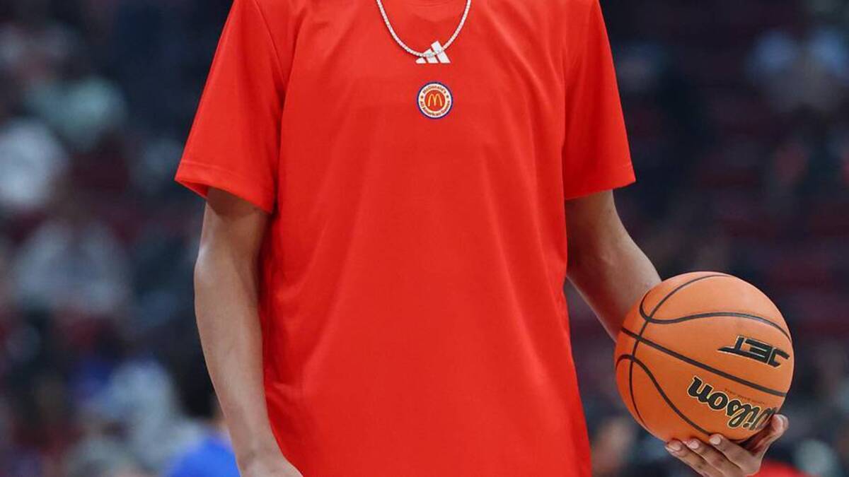  Mar 31, 2026; Glendale, AZ, USA; Adonis Ratliff (9) during the McDonalds All American Boys Game at Desert Diamond Arena. Mandatory Credit: Mark J. Rebilas-Imagn Images | Mark J. Rebilas-Imagn Images 