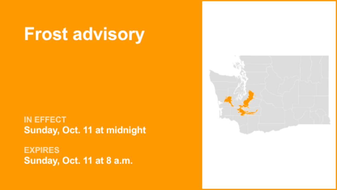 Frost advisory in place for Southwest Washington for Sunday, says the NWS 