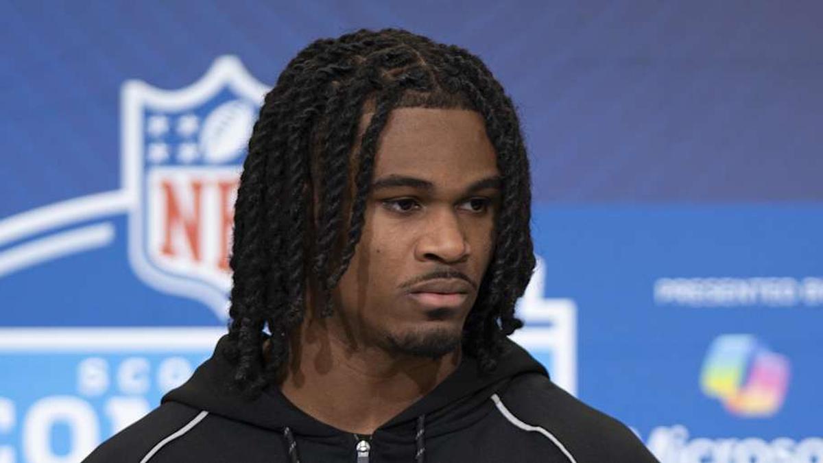  Feb 26, 2026; Indianapolis, IN, USA; Tennessee defensive back Jermod McCoy (DB20) speaks to media members during the NFL Combine at the Indiana Convention Center. Mandatory Credit: Jacob Musselman-Imagn Images | Jacob Musselman-Imagn Images 