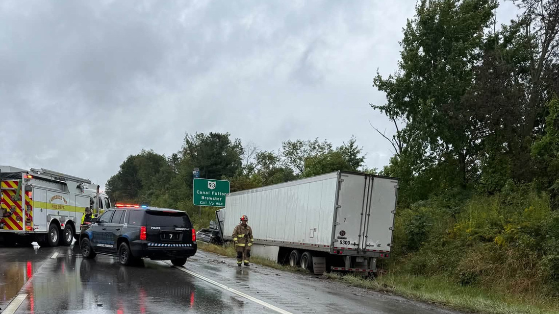 Passenger trapped during semitruck crash in Lawrence Township